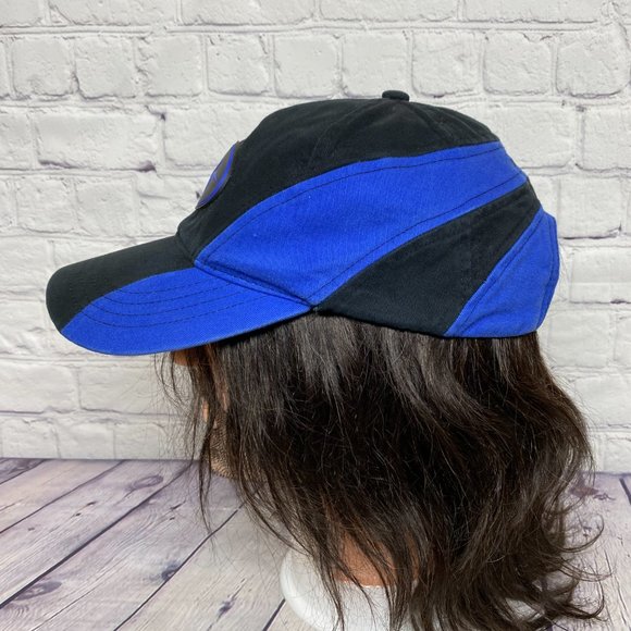 Vintage Polaris Hat Cap Kid's Size Strap Back Black Blue Multi Panel Embroidered - Picture 2 of 9